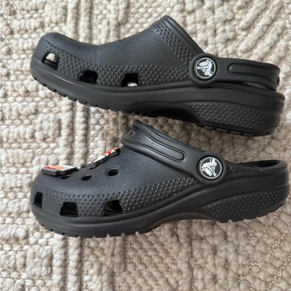CROCS Kids Black Clogs with Fun Charms - Picture 2 of 4
